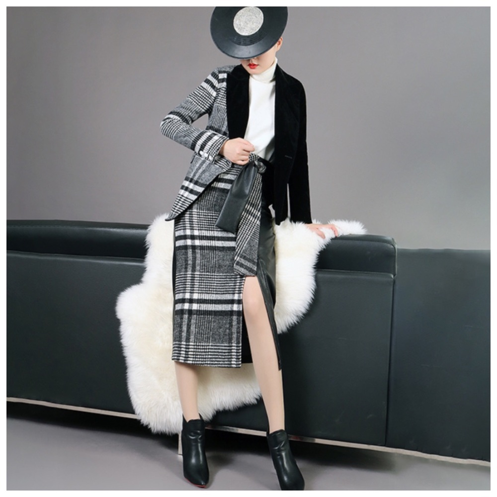 🛍 The ANNLA Plaid Velvet Cashmere Blend Jacket - Picture 3 of 7